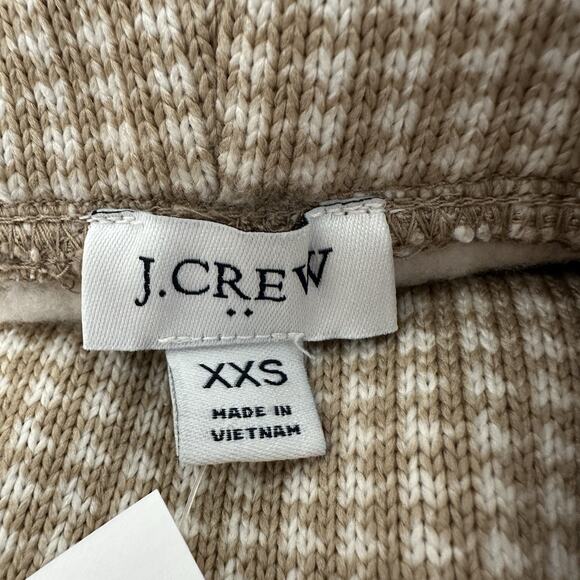 J. Crew Top Women XXS Houndstooth Beige Long Sleeve Funnelneck Pullover Preppy - Picture 11 of 14